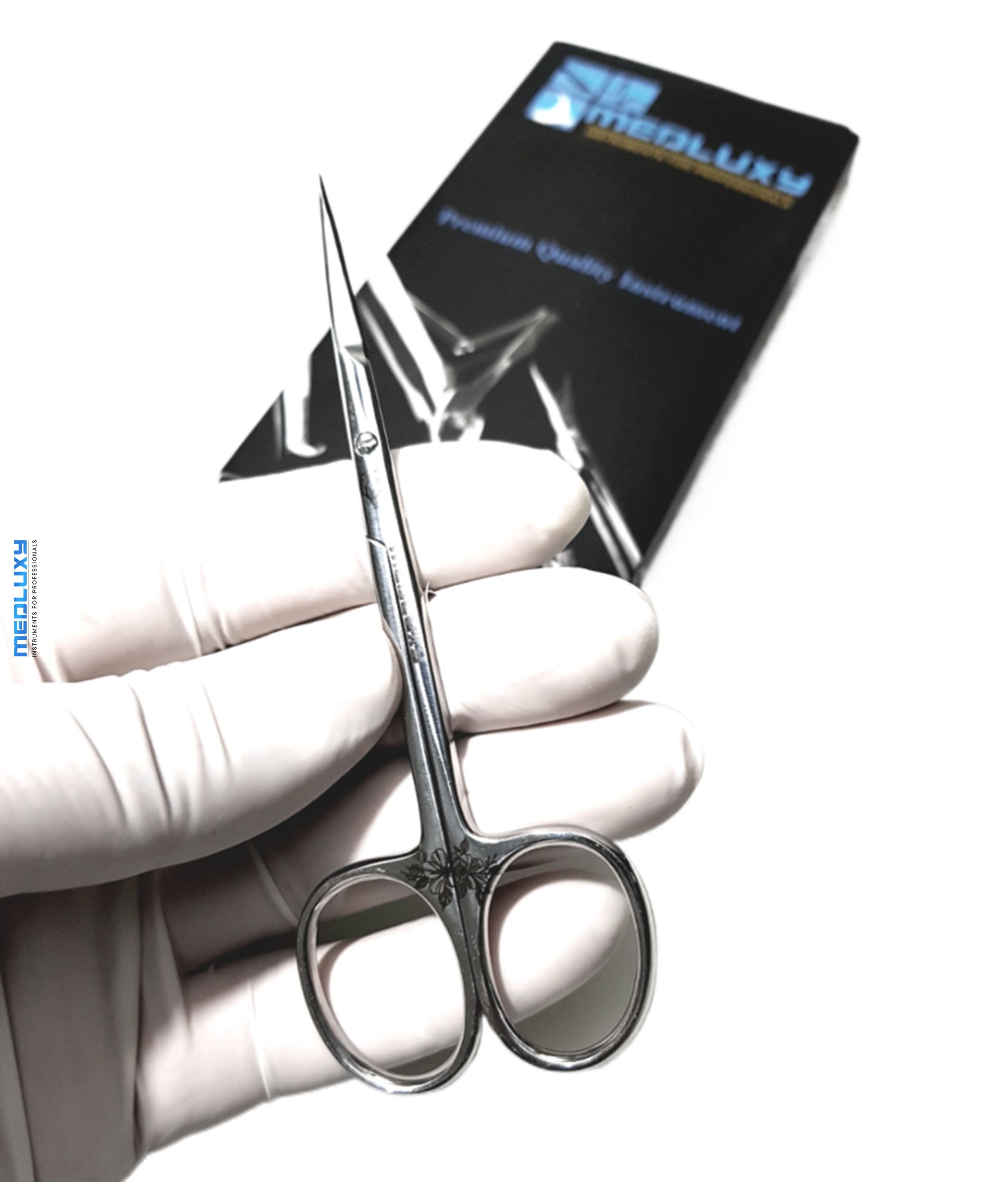 Medluxy Pro EXCLUSIVE - Nagelriemschaar - Classic (haak curve) gebogen TIP - Micro Fijn Spits / Scherp punt - 11 cm - EXCLUSIEF - PM0016